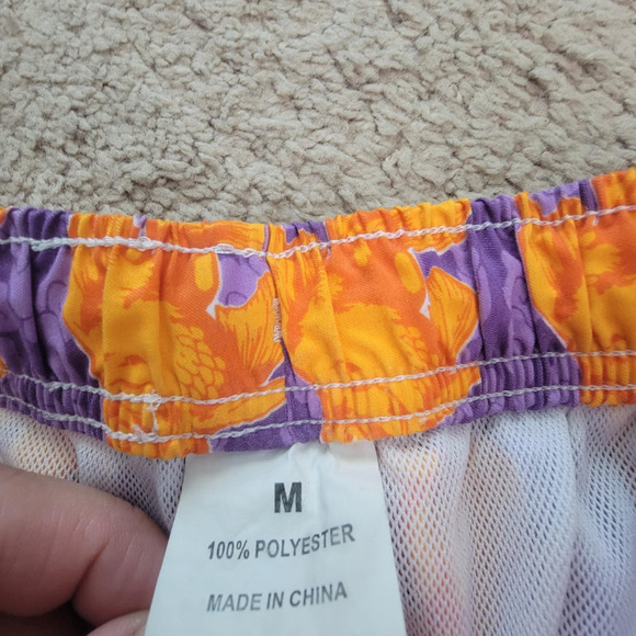 Peter Millar M Swim Trunks Goldfish Print Drawstring Mesh Lined Shorts Purple - Picture 8 of 13